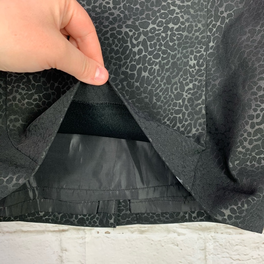 Cynthia Rowley Leopard Black Career Mini Skirt 10 - Picture 3 of 6